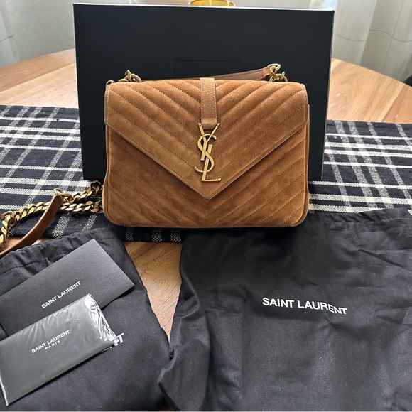 Brand New Authentic YSL Medium College Chain Dark Beige W/ Dust